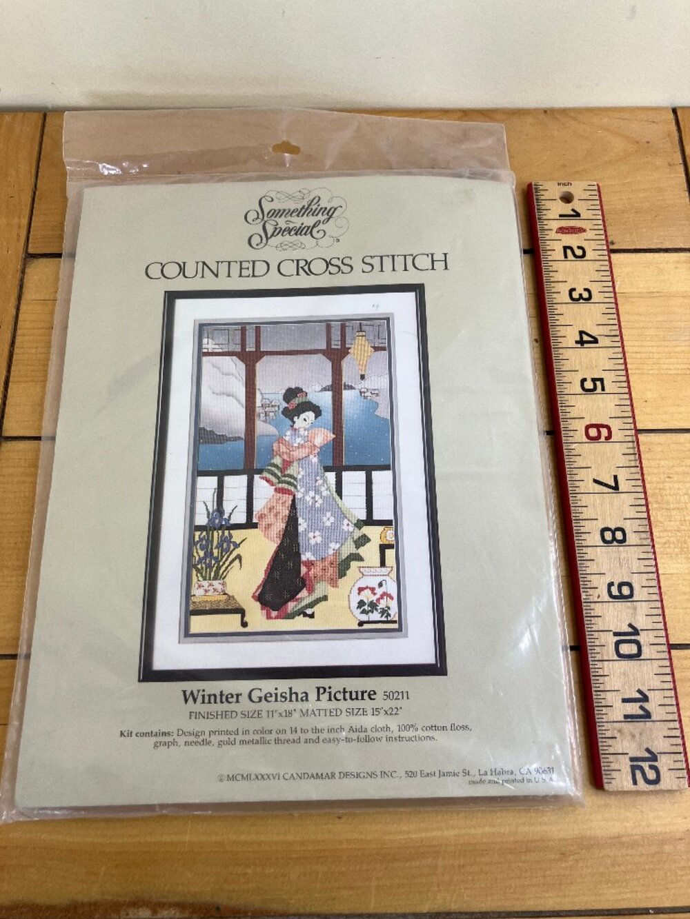 Candamar Printed Counted Cross Stitch Kit 50211 Winter Geisha Picture Vintage